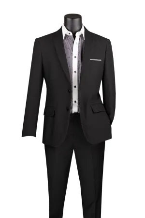 Slim Fit Single Breasted 2 Buttons Solid Color Blazer Black Z-S2PP