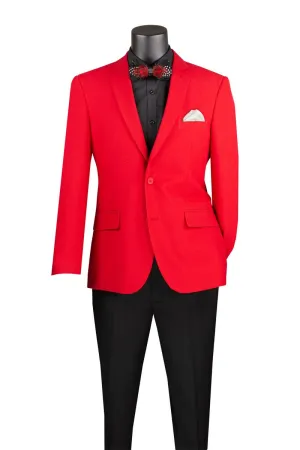 Slim Fit Single Breasted 2 Buttons Solid Color Blazer Red Z-S2PP