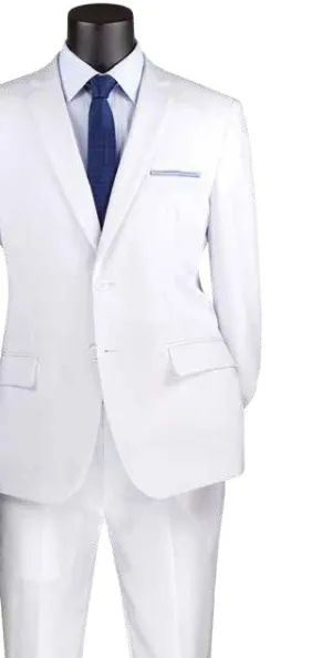 Slim Fit Single Breasted 2 Buttons Solid Color Blazer White Z-S2PP