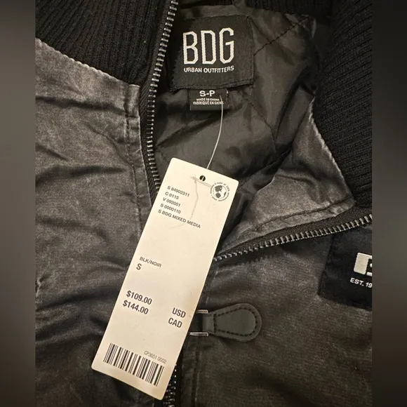 SMALL Women’s BDG Spliced Bomber Jacket in Black