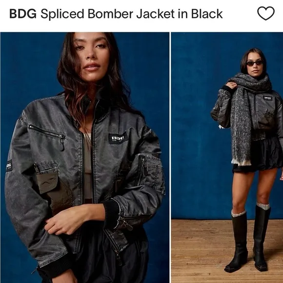 SMALL Women’s BDG Spliced Bomber Jacket in Black