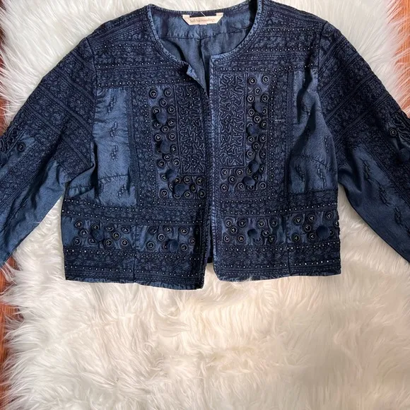Soft surroundings light denim cropped bolero jacket
