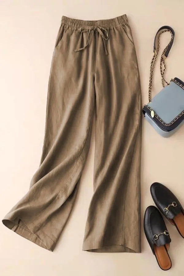 Solid Color Cotton & Linen Pants
