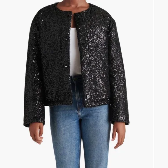STEVE MADDEN SEQUIN BOMBER JACKET NWT