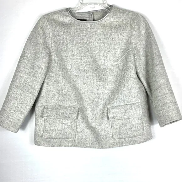 Talbots Grey Felted Wool Back Button Blazer