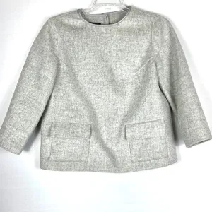 Talbots Grey Felted Wool Back Button Blazer