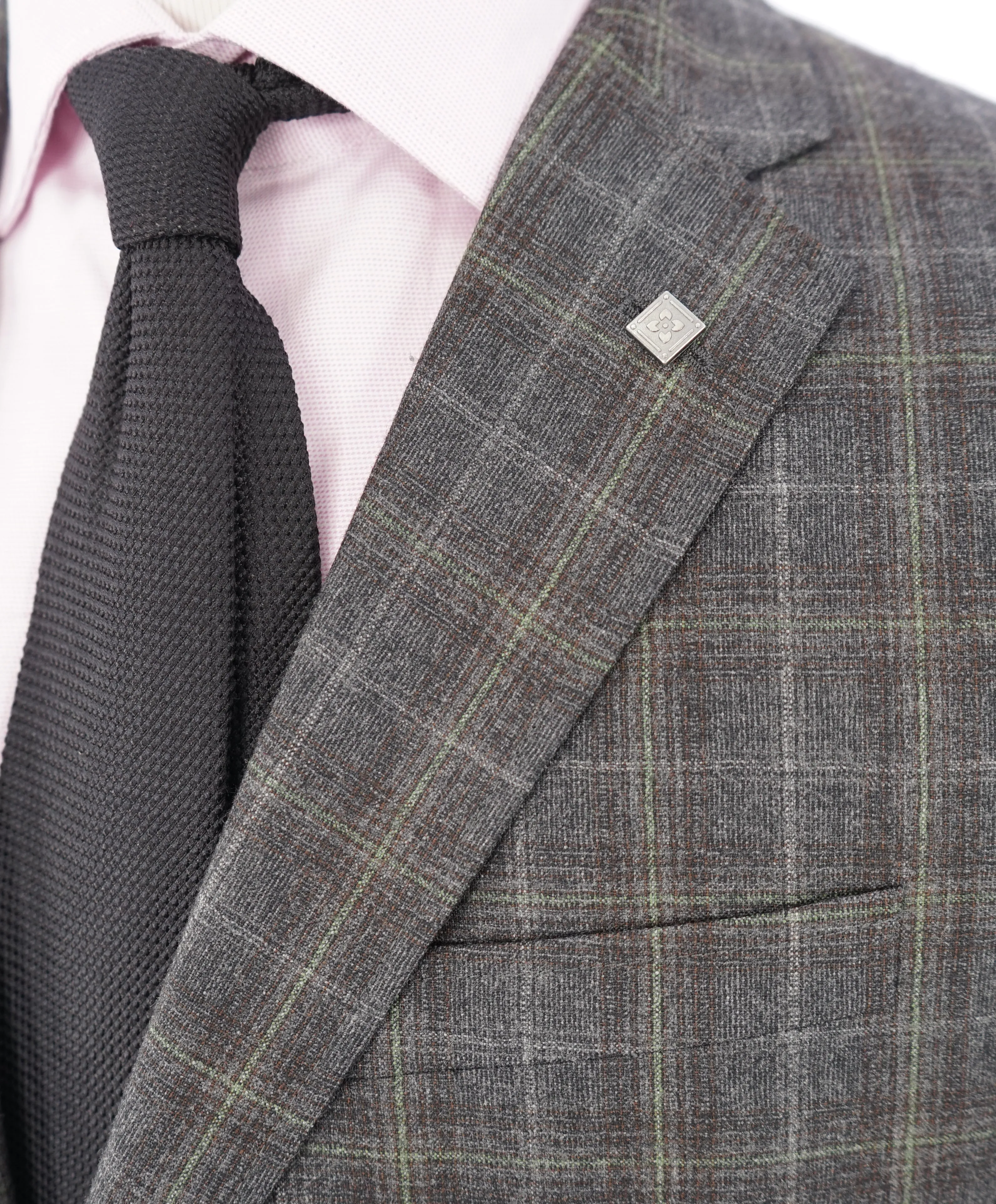 TED BAKER - "Endurance" Bold Mint & Lilac Plaid Check Blazer W Detail - 42L