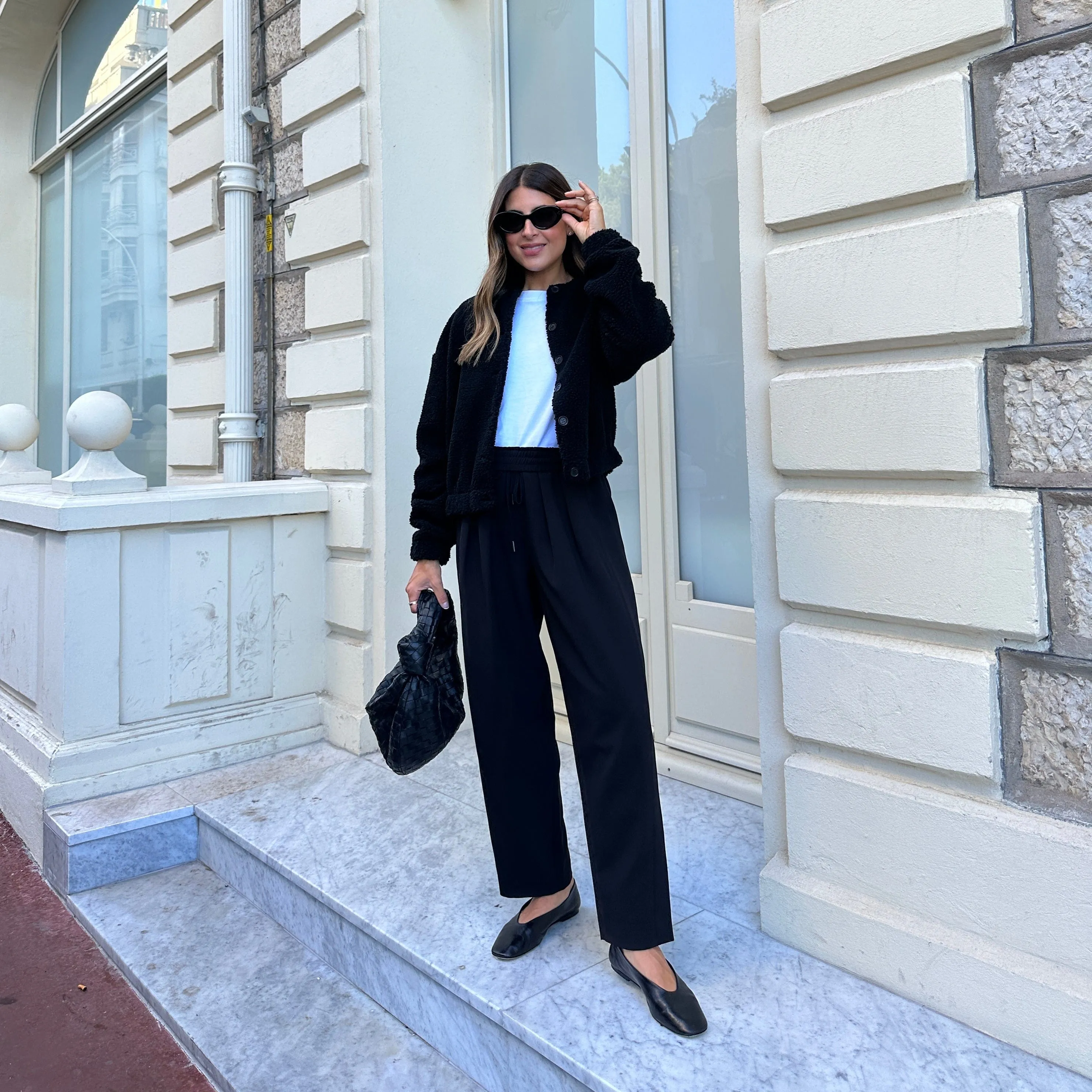TEDDY CROPPED JACKET - BLACK