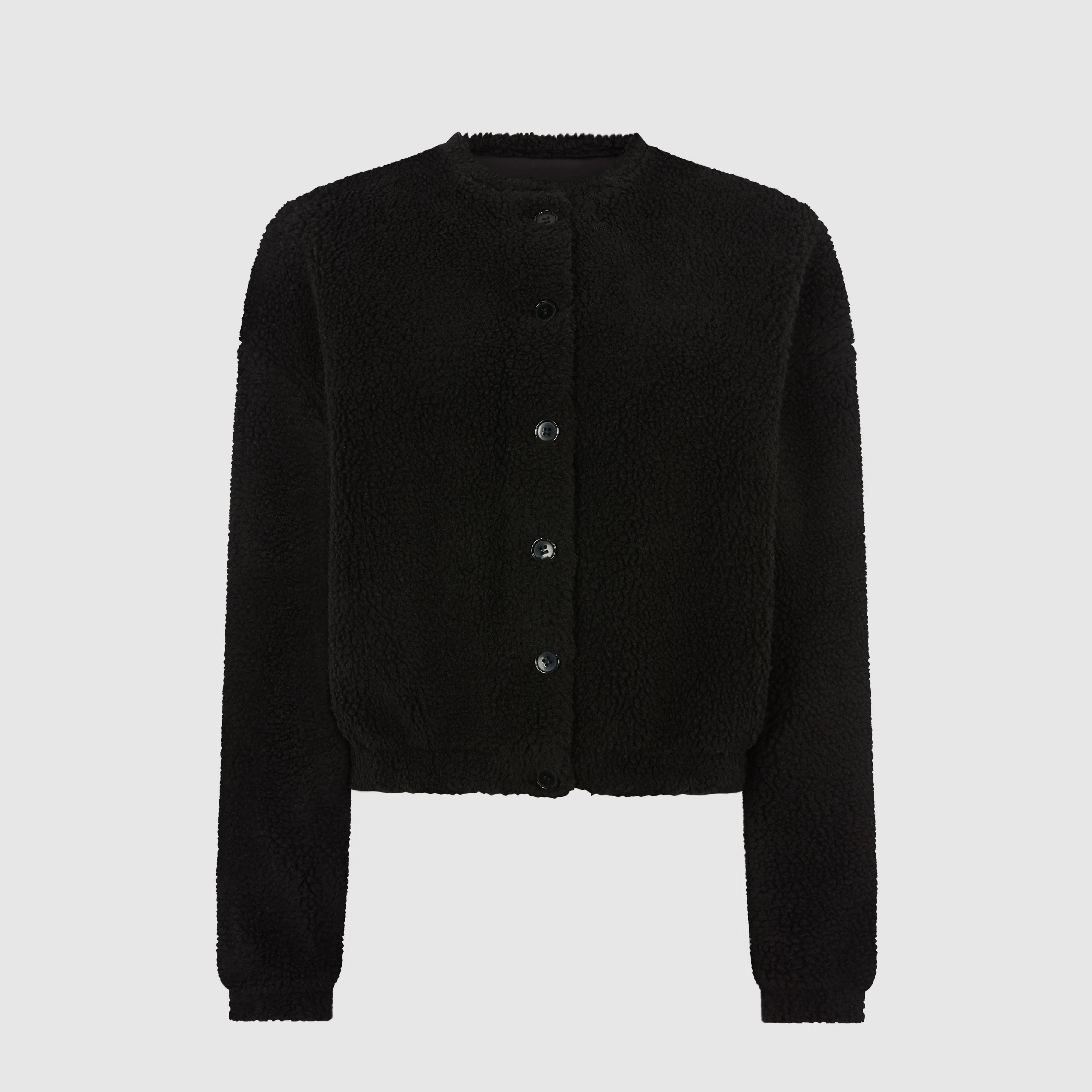 TEDDY CROPPED JACKET - BLACK