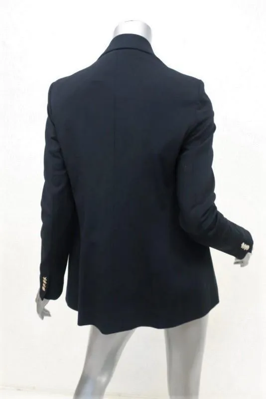 Theory Blazer Elkaey Refiner Dk Navy Stretch Crepe Size 2 Double Breasted Jacket