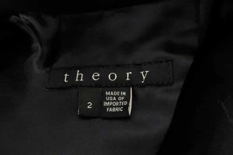 Theory Blazer Elkaey Refiner Dk Navy Stretch Crepe Size 2 Double Breasted Jacket