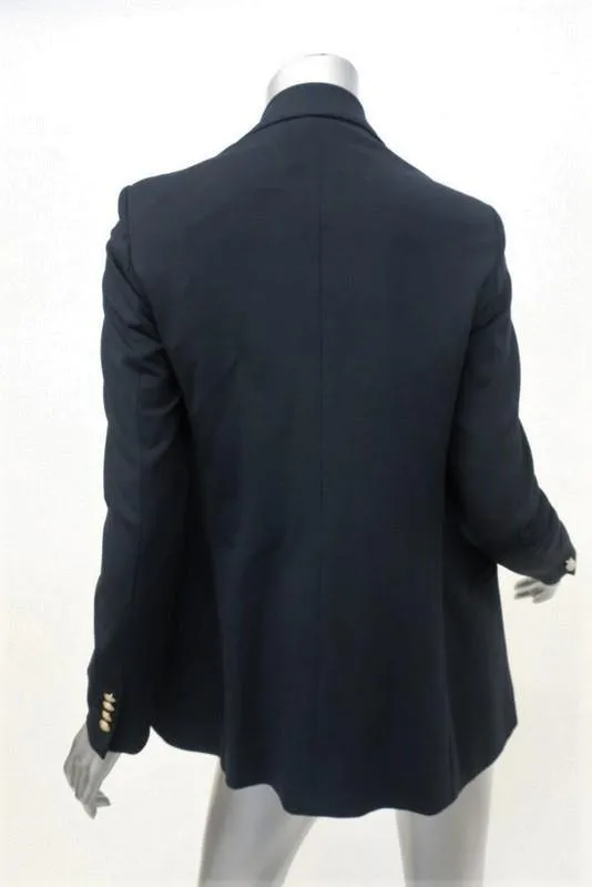 Theory Blazer Elkaey Refiner Dk Navy Stretch Crepe Size 2 Double Breasted Jacket
