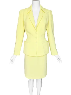 Thierry Mugler Paris 1990s Lemon Yellow Skirt Suit