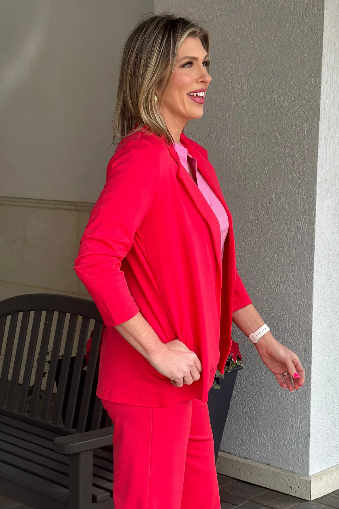TPN Penny Long Sleeve Blazer In Dragon Fruit
