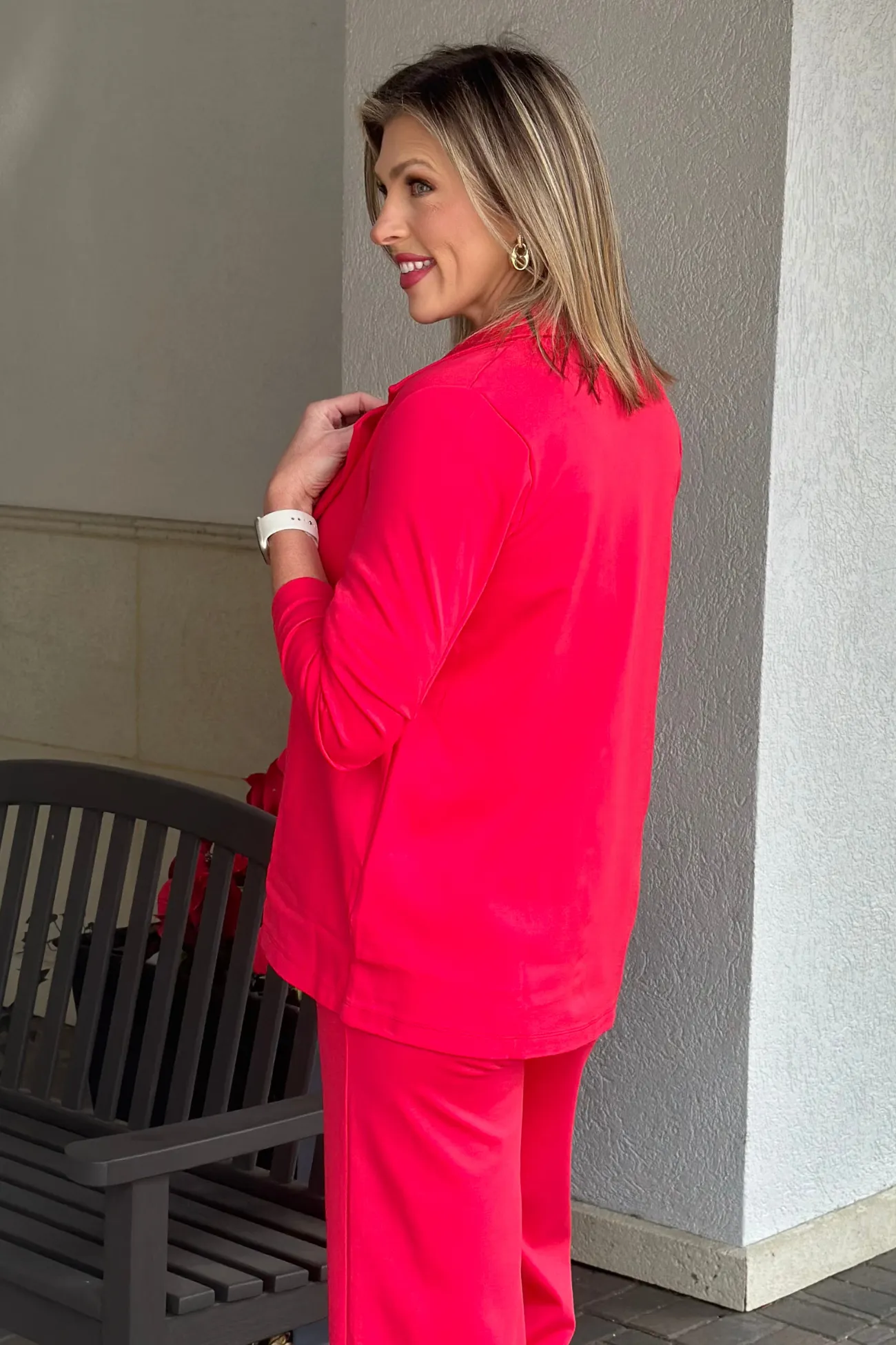 TPN Penny Long Sleeve Blazer In Dragon Fruit