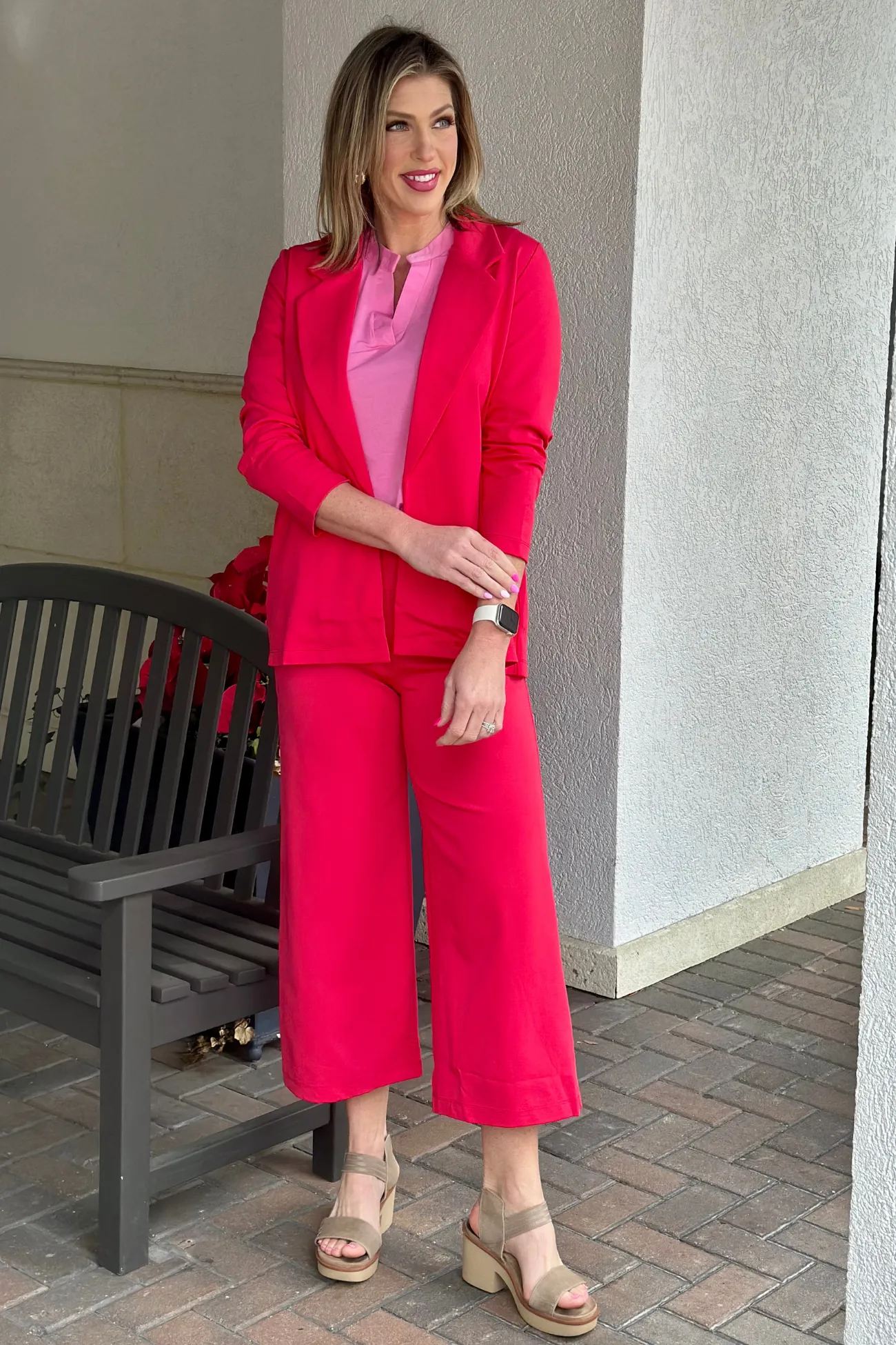 TPN Penny Long Sleeve Blazer In Dragon Fruit