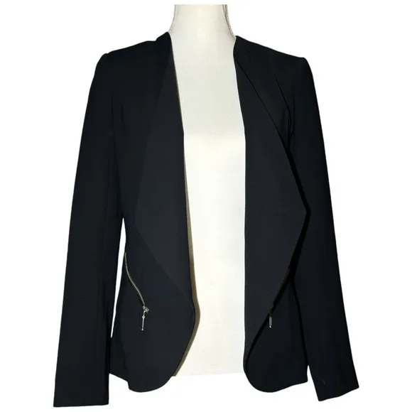 Trouve Women's Small Open Front Waterfall Draped‎ Split Pocket Blazer Jacket
