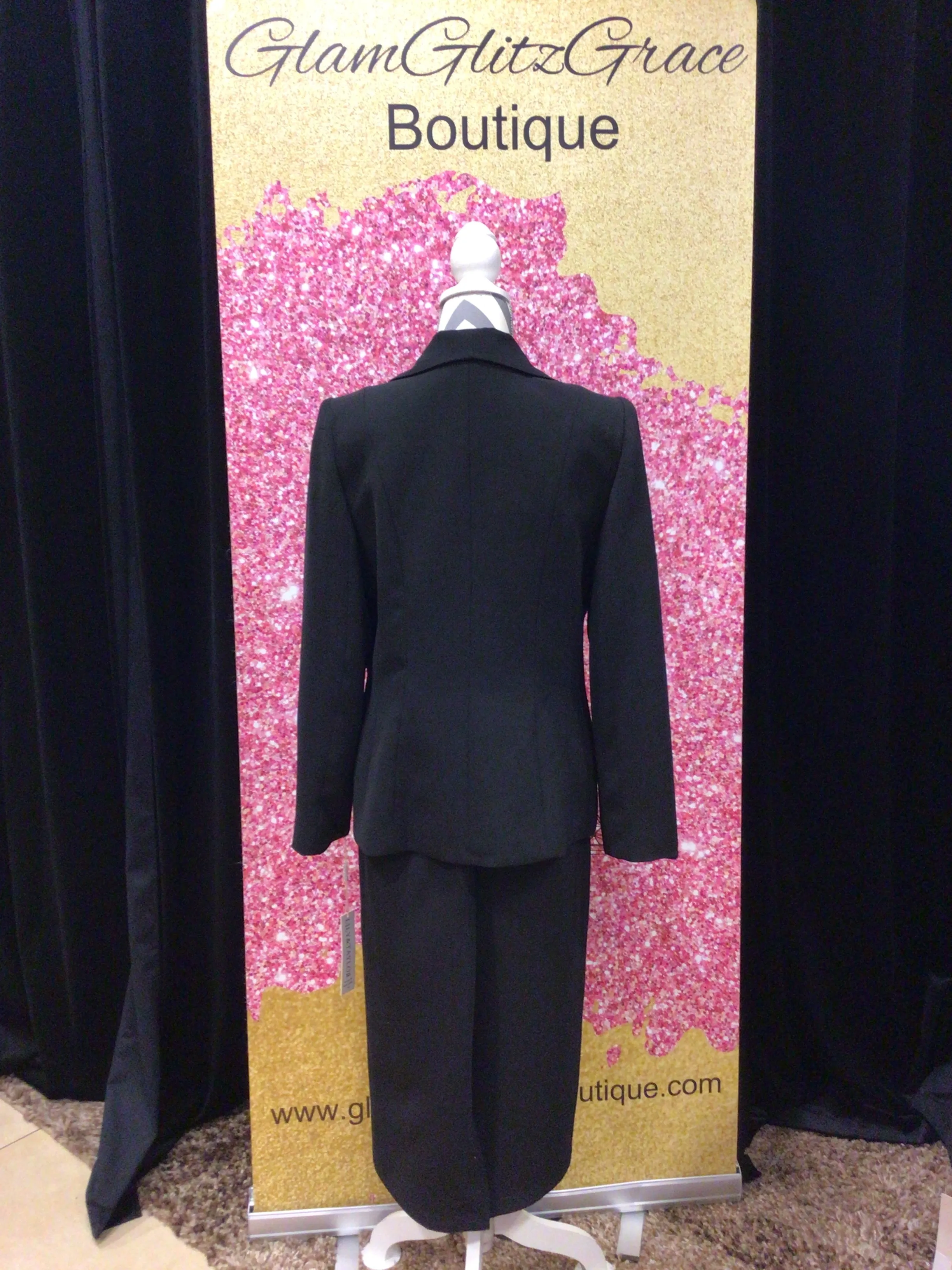 Two Piece Shiny Button Skirt Suit Set