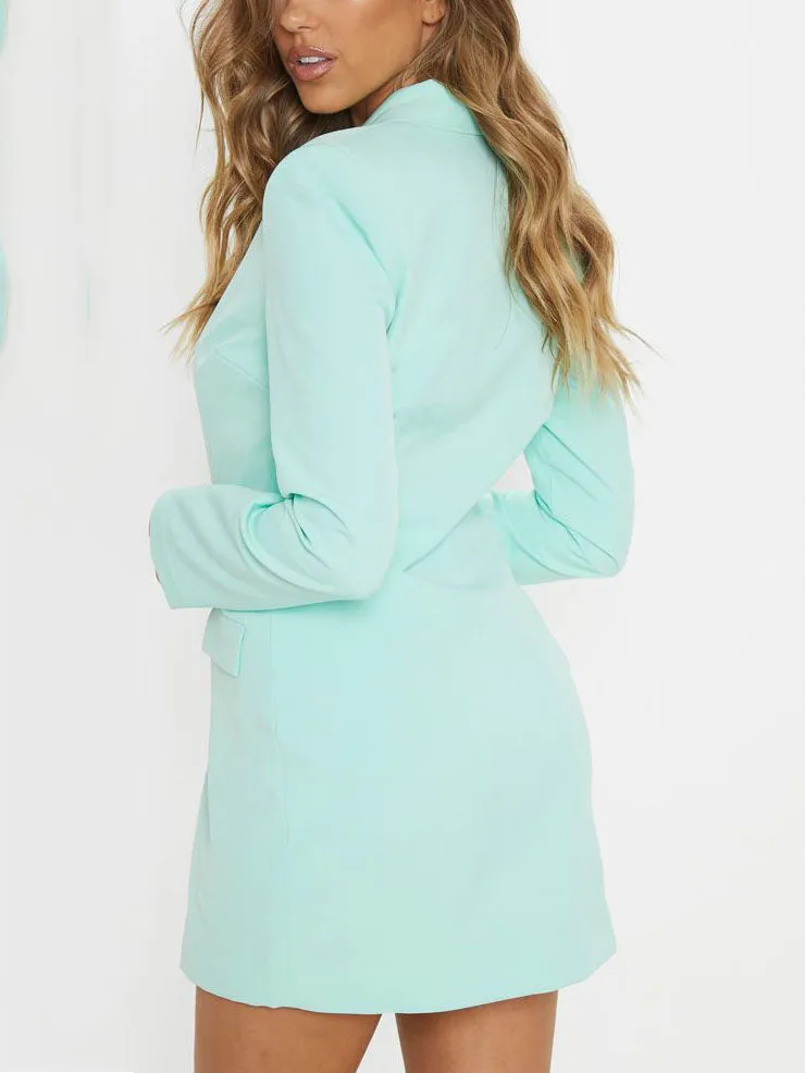 V-neck Double-breasted Blazer Dress