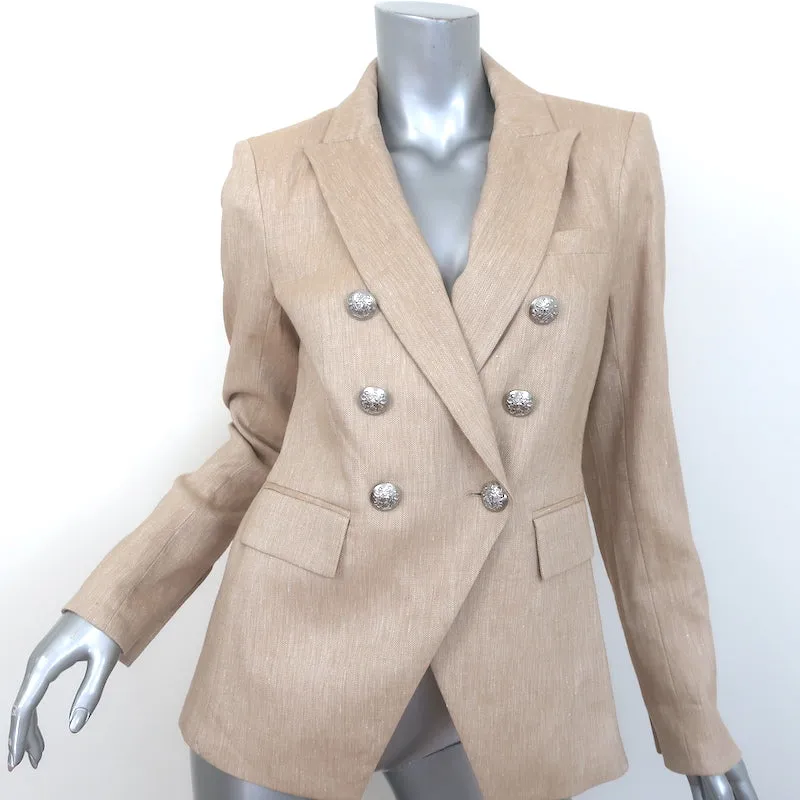 Veronica Beard Miller Dickey Jacket Khaki Linen Size 2 Double Breasted Blazer
