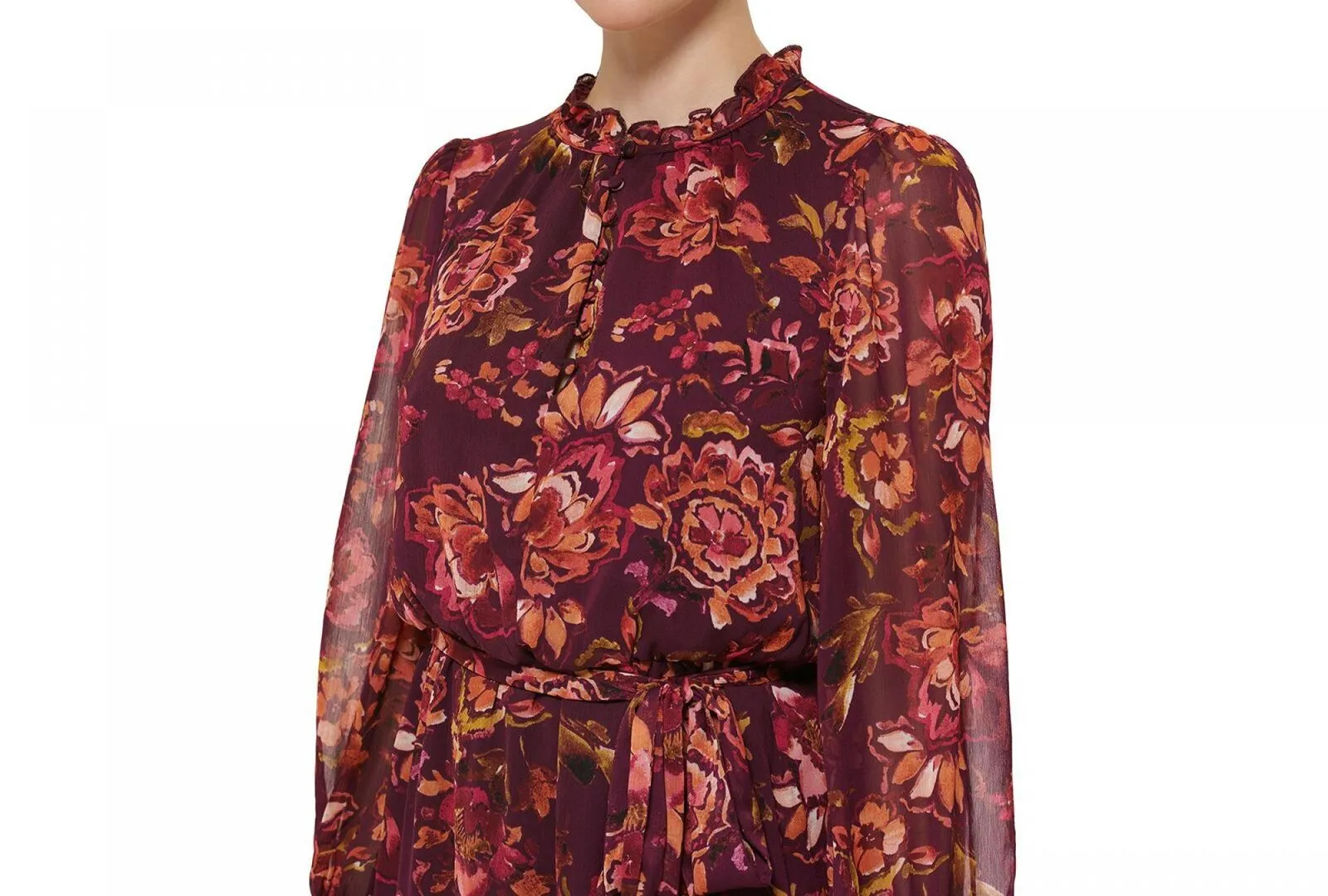 Vince Camuto Womens Chiffon Floral Fit & Flare Dress VC2M3849
