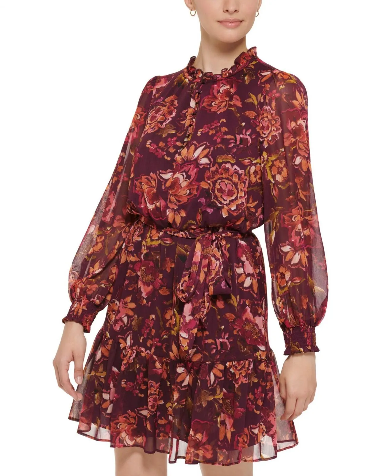 Vince Camuto Womens Chiffon Floral Fit & Flare Dress VC2M3849