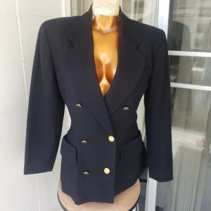 Vintage 49 AV Junko Shimada double breasted black Wool blazer peplum back S