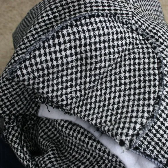 Vintage 80's Lanz B&amp;W Rayon Houndstooth 2 Piece Jacket and Midi Skirt SZ 8 EUC