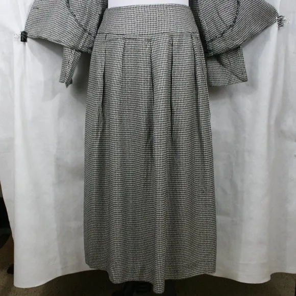 Vintage 80's Lanz B&amp;W Rayon Houndstooth 2 Piece Jacket and Midi Skirt SZ 8 EUC