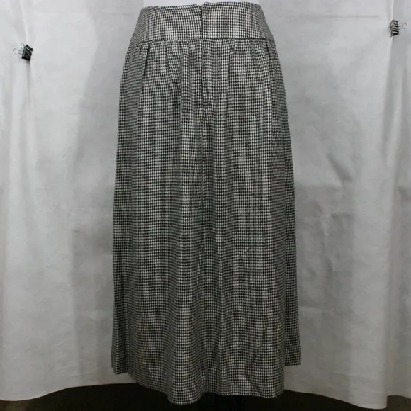 Vintage 80's Lanz B&amp;W Rayon Houndstooth 2 Piece Jacket and Midi Skirt SZ 8 EUC