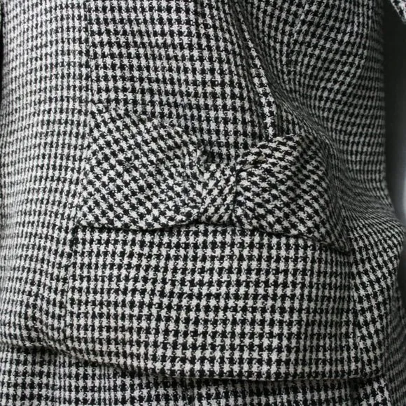 Vintage 80's Lanz B&amp;W Rayon Houndstooth 2 Piece Jacket and Midi Skirt SZ 8 EUC