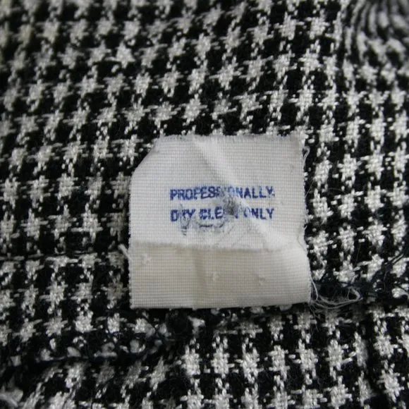 Vintage 80's Lanz B&amp;W Rayon Houndstooth 2 Piece Jacket and Midi Skirt SZ 8 EUC