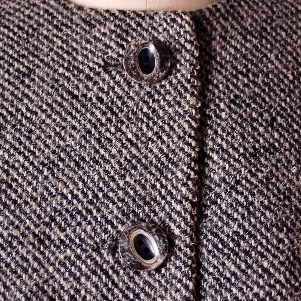 Vintage  Henri Bendel Wool Ladies Tweed Suit Black & White 1960S 40-30-44