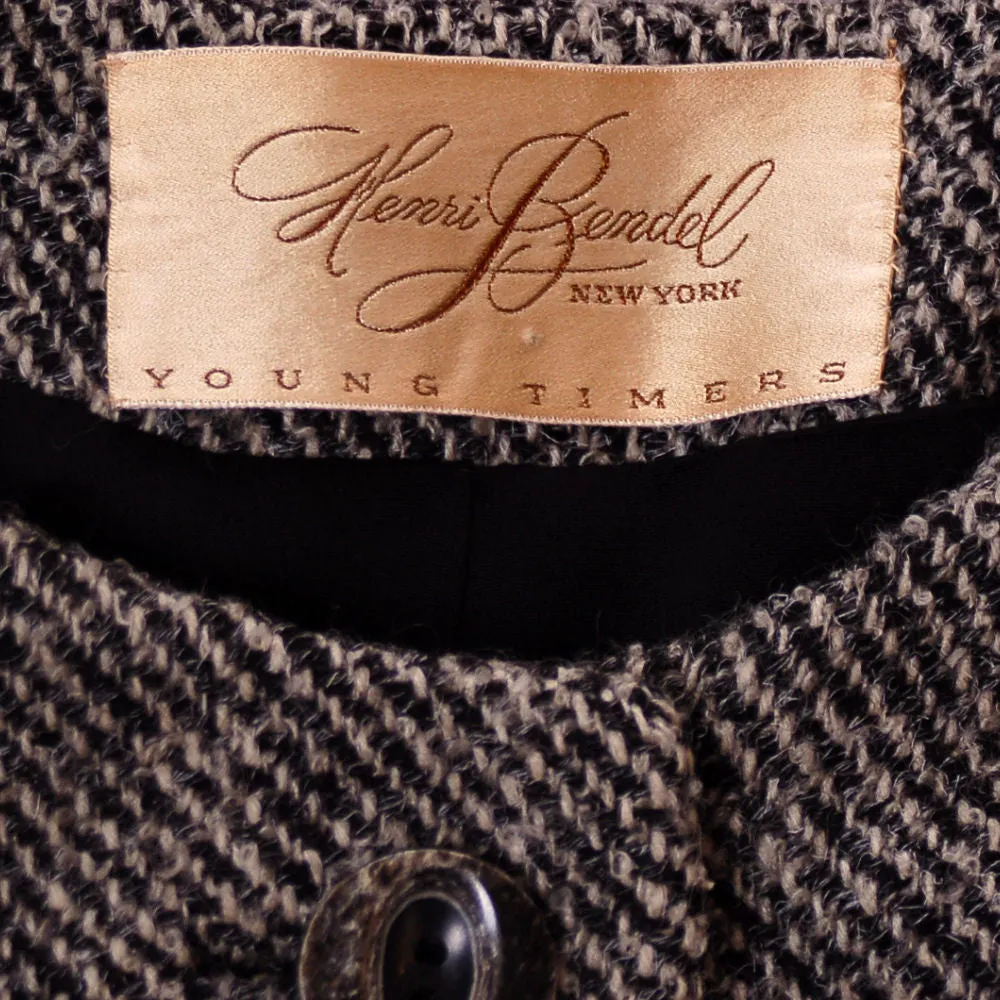 Vintage  Henri Bendel Wool Ladies Tweed Suit Black & White 1960S 40-30-44