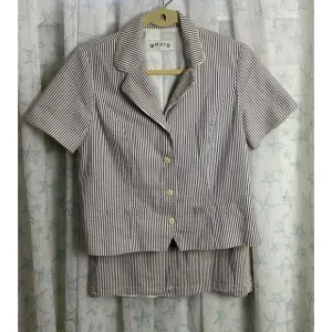 Vintage Orvis Skirt Set Suit Seersucker made in USA size 10
