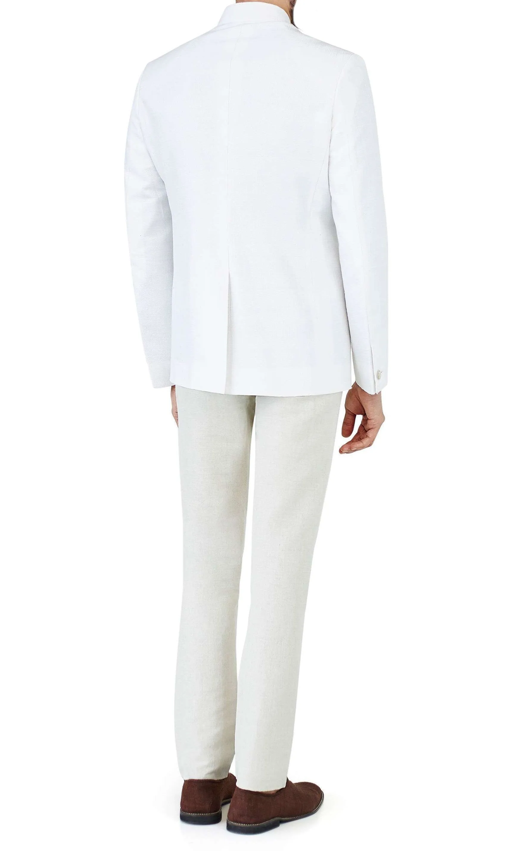 White Color Bandhgala Chinese/Mandarin Collar Jodhpuri Suit
