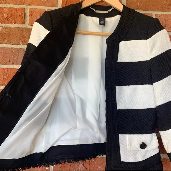 White House Black Market Cropped Striped Jacket Size 0