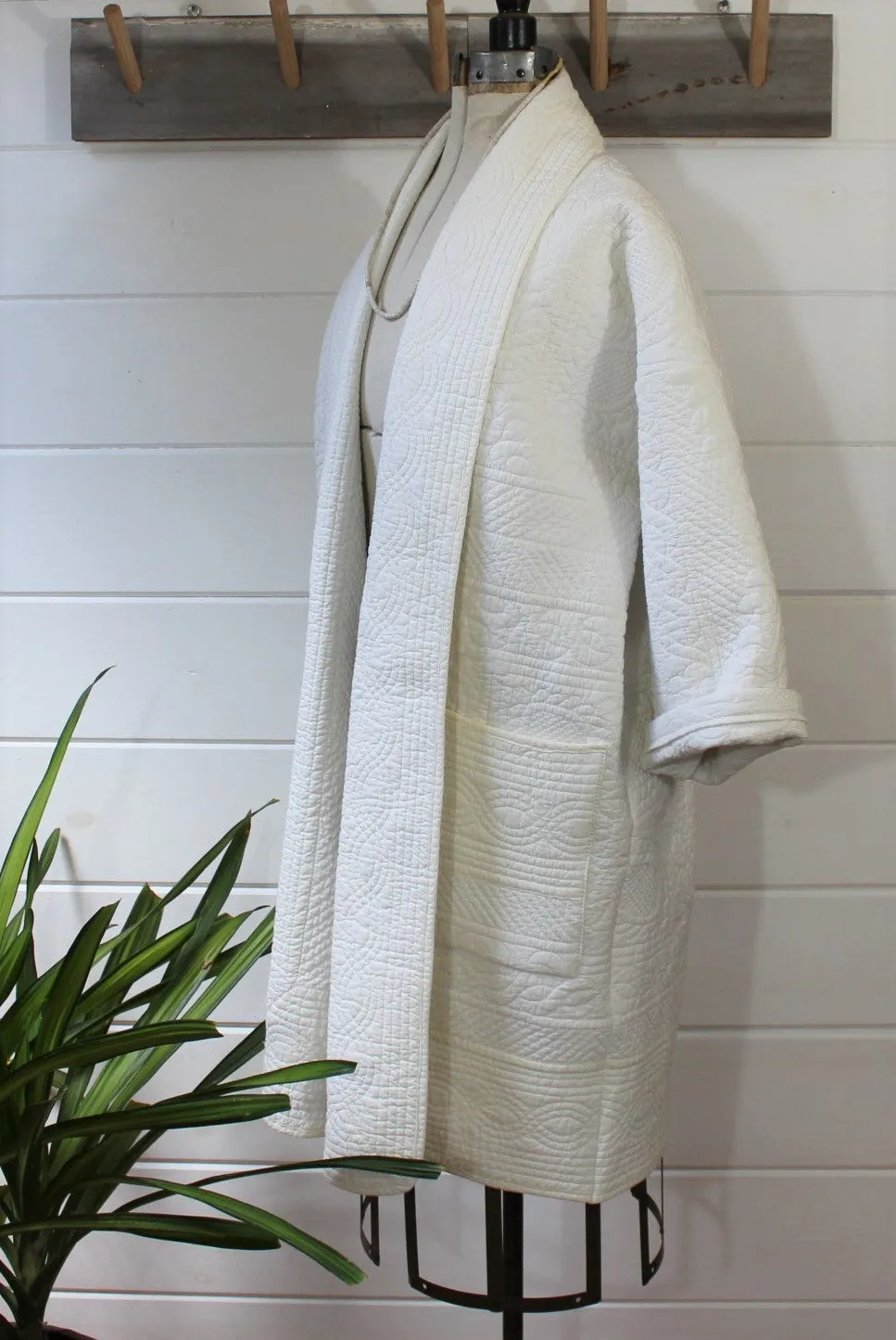 White Quilt Duster Jacket/for Colette