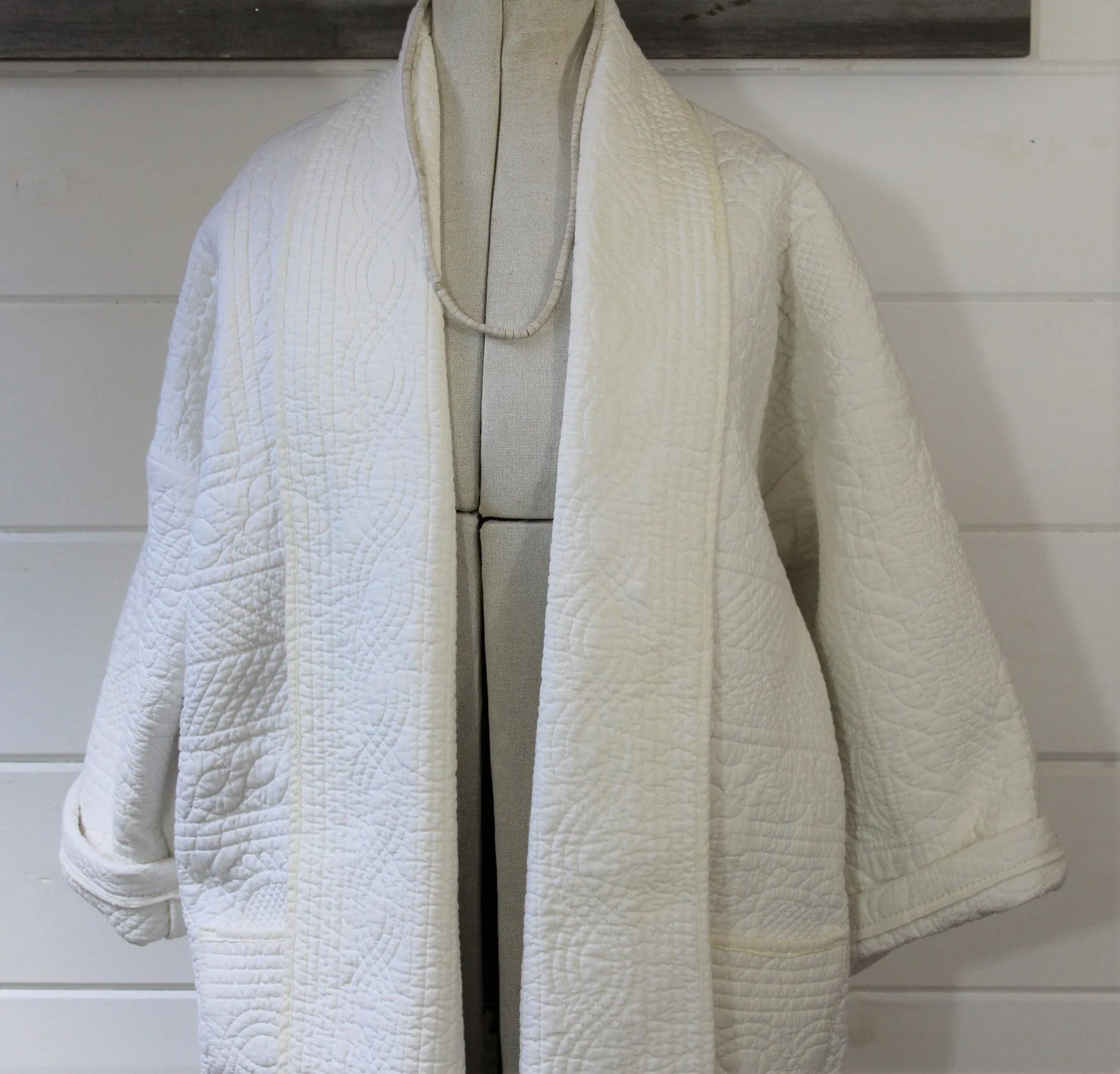 White Quilt Duster Jacket/for Colette