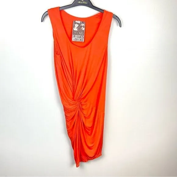 Young Fabulous &amp; Broke Knotted Waist Sleeveless Dress Orange Small