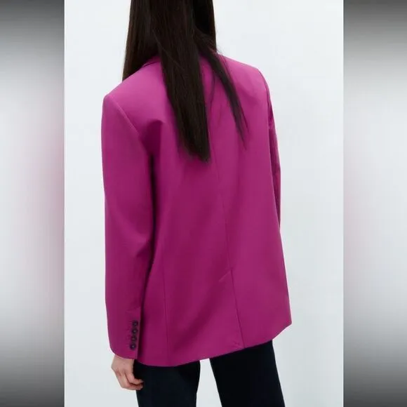 ZARA Double-Breasted Fuchsia Blazer NWT