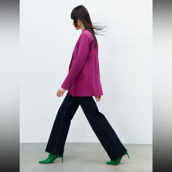 ZARA Double-Breasted Fuchsia Blazer NWT