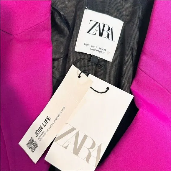 ZARA Double-Breasted Fuchsia Blazer NWT