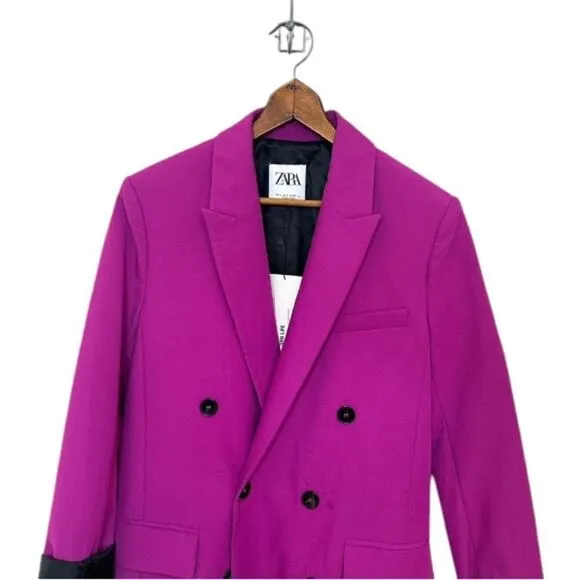 ZARA Double-Breasted Fuchsia Blazer NWT