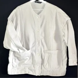 Zara Oversized Cotton Chore Jacket Natural XL Buttons