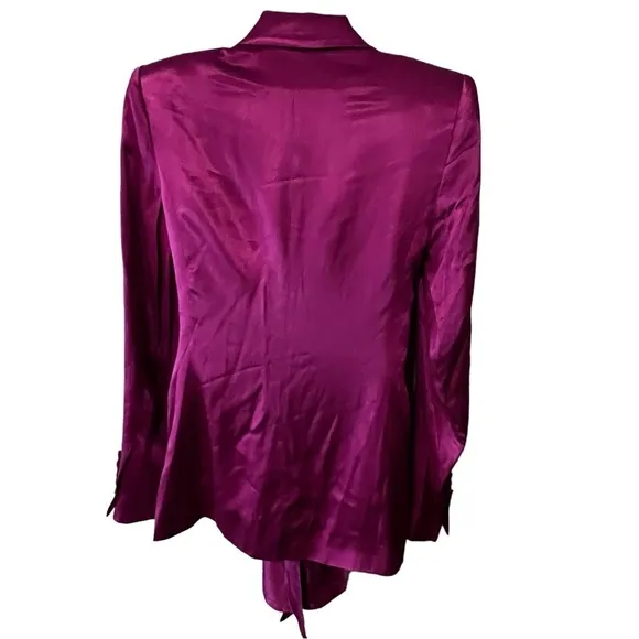 ZARA SATIN BLAZER WITH BUILT IN TIE SASH SIZE S PINK/ FUCHSIA FEMININE ROMANTIC