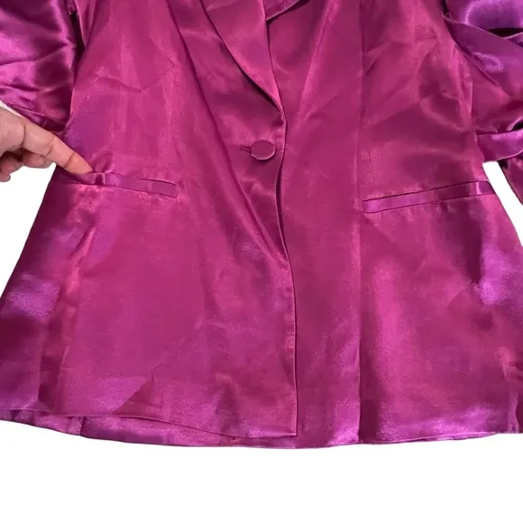ZARA SATIN BLAZER WITH BUILT IN TIE SASH SIZE S PINK/ FUCHSIA FEMININE ROMANTIC
