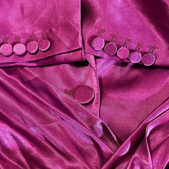 ZARA SATIN BLAZER WITH BUILT IN TIE SASH SIZE S PINK/ FUCHSIA FEMININE ROMANTIC